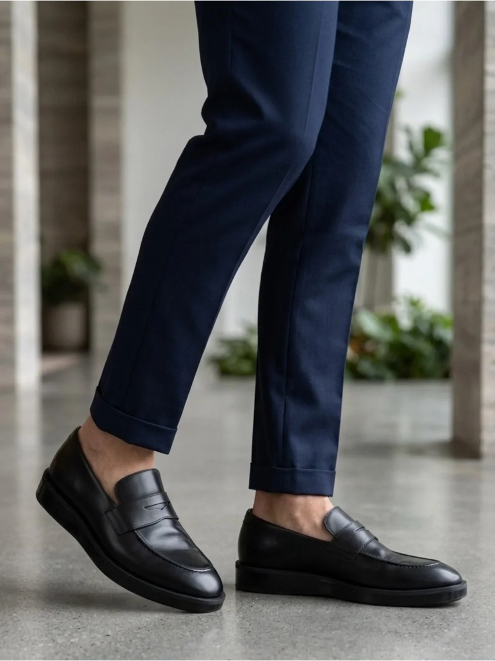 Wolf & Shepherd Black Leather Penny Loafers Slip On Shoes Men Size 9.5 M